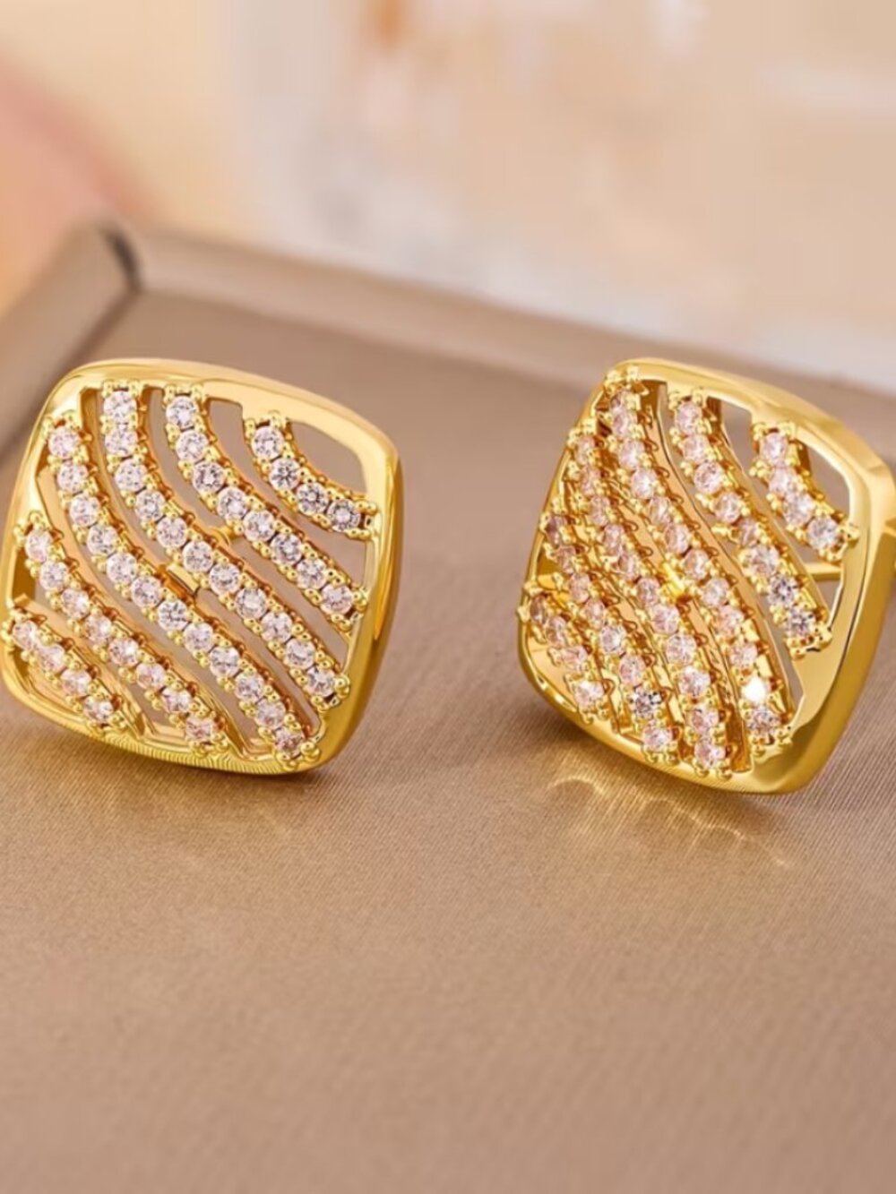14K Gold Womens 2ct Diamond Square Stud Earrings New 14 K Silver Studs Jewelry